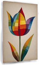Kleurrijke tulp - Tulpen schilderij - Canvas schilderijen woonkamer - Wanddecoratie landelijk - Schilderijen op canvas - Schilderijen - 40 x 60 cm 18mm