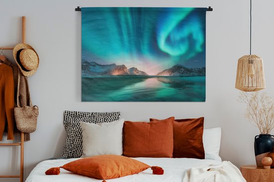 Tapisserie - Aurores boréales - Neige - Reflet - Norvège - 120x90 cm - Tapisserie