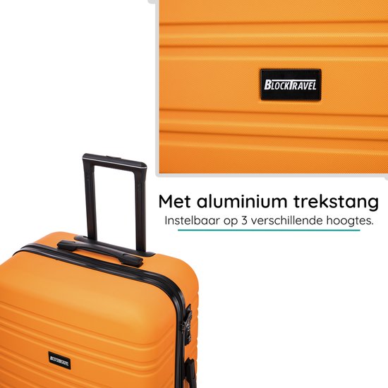 Valise de voyage BlockTravel L à double roulettes 95 litres - serrure TSA intégrée - légère - orange