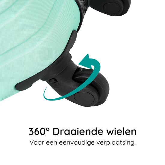 BlockTravel® Handbagage Koffer 39 liter – Trolley handbagage 58 cm – TSA-slot – Afneembare Wielen – 4 Spinner Wielen – Lichtgewicht – Mint groen