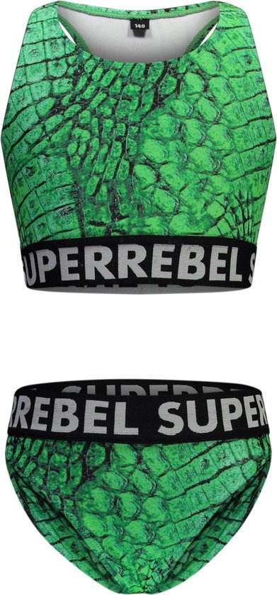 SuperRebel R401-5003 Meisjes Bikini - Croco fluo green - Maat 14-164