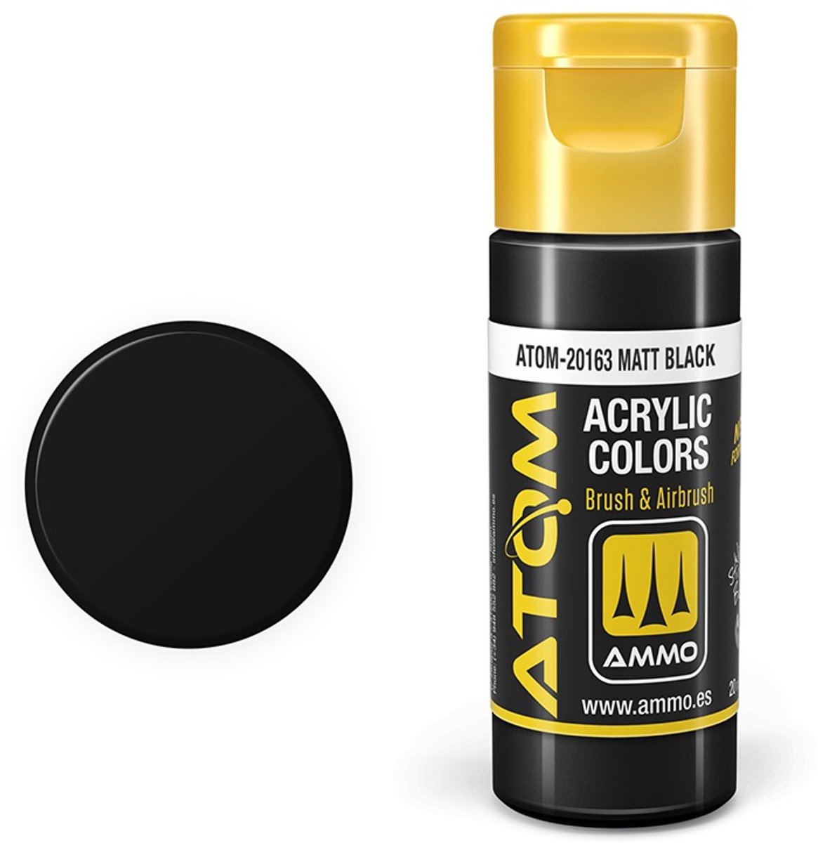 AMMO by Mig Jimenez Hobbyverf Acrylverf - MIG 20163 ATOM - Matt Black - Acryl - 20ml Verf flesje - 20 ml