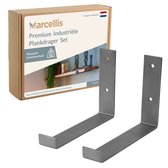 Marcellis - Industriële plankdrager - Voor plank 20cm - roestvrij staal - incl. bevestigingsmateriaal + schroefbit - type 4