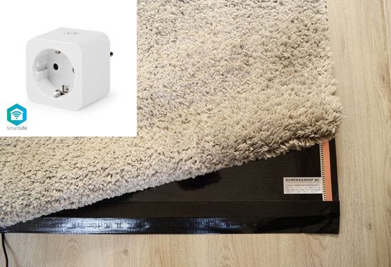 Feuille chauffante Smart feuille infrarouge salon pour revêtement de sol, tapis électriques, WiFi 100 cm x 130 cm 286 Watt