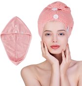 Skinnables Haarhanddoek - Microvezel Handdoek voor Haren - Sneldrogende Hoofdhanddoek - Badtextiel - Roze