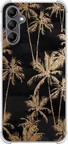 hoesje - Geschikt voor Samsung Galaxy A14 5G - Palmbomen - Shockproof case - Extra sterk - TPU/polycarbonaat - Zwart, Transparant