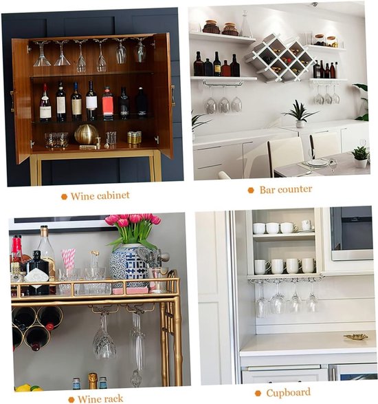 Wijnglazen Rek - Wijnbekerhouder, Omgekeerde Wijnglashouder, Onder Kast Stemware Rekset Of 2