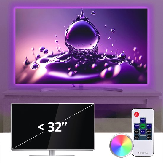 TV verlichting | TV Lamp | met 3x RGBWW strip <32 inch | Gaming accessoires | Led Light Strip | Licht strip