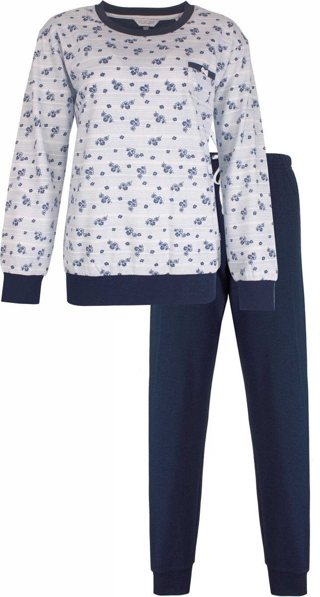 Tenderness Dames Pyjama - Fleece - Bloemetjes - Licht Blauw - Maat L op Prijzenvolger.com
