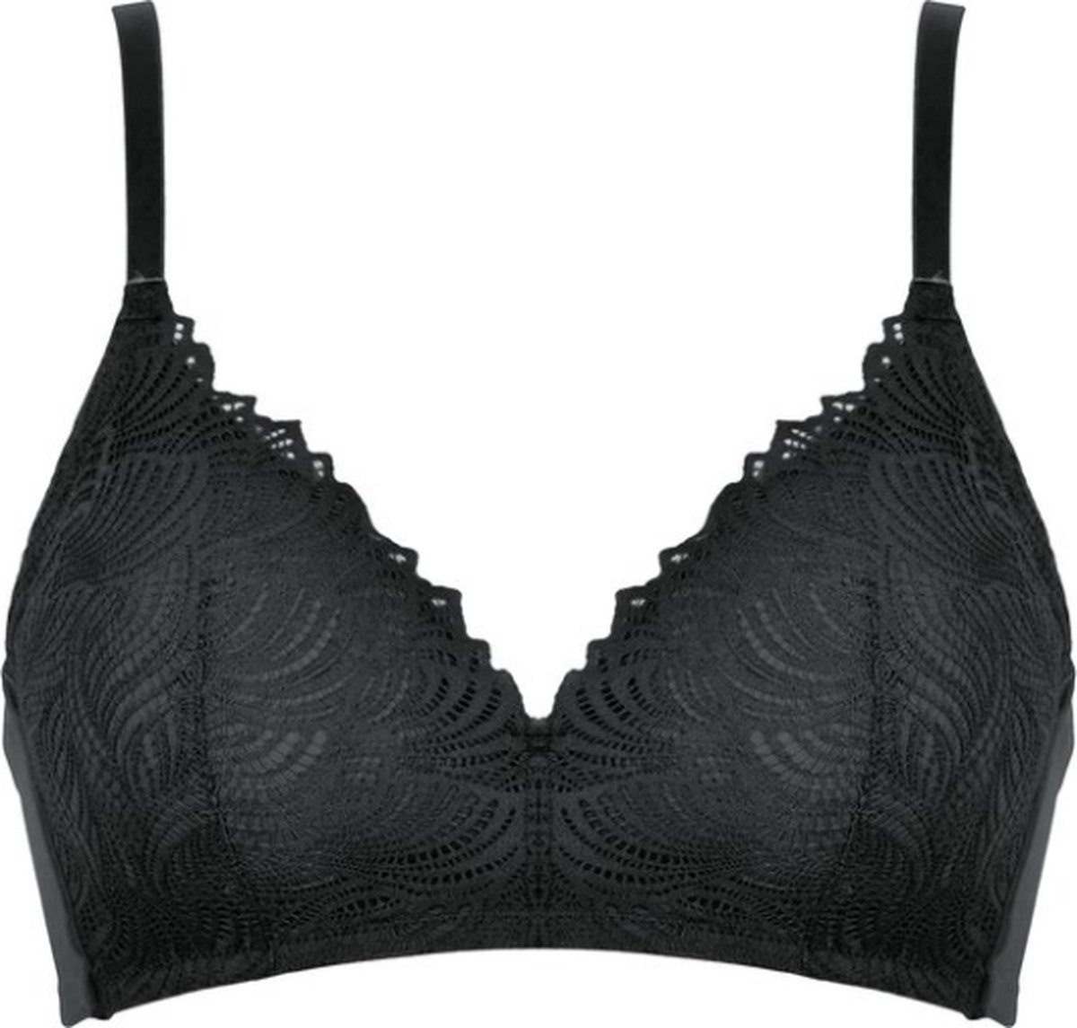 Naturana Padded Soft bh zonder beugels met kant - Zwart