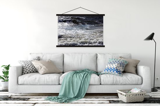 Affiche scolaire Waves of the North Sea lattes plates noir 120x80 cm - Tirage photo sur affiche textielposter (décoration murale salon / chambre) / Mer et plage