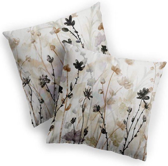 Bonhause Set van 4 kussenslopen, bloemen, haas, 45 x 45 cm