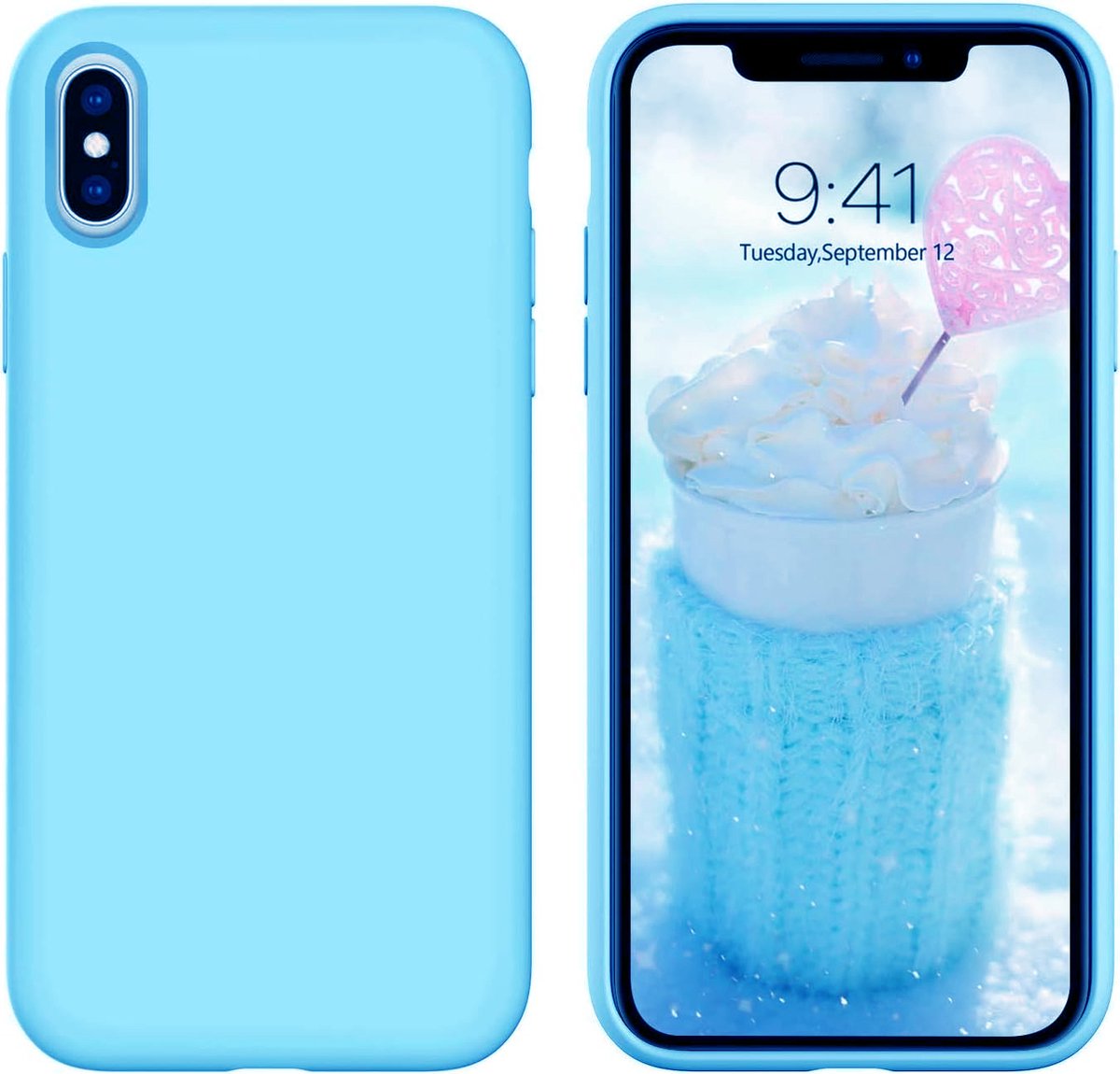 Solid hoesje Soft Touch Liquid Silicone Flexible TPU Cover - Geschikt voor: iPhone XS Max - Lichtblauw