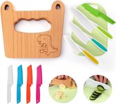 10-delige kinder keukenmessenset voor het snijden en koken van groenten of fruit voor peuters, inclusief kindveilig houten mes en snijplank