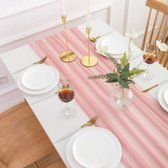 Chiffon tafelloper, oudroze, bruiloftstafelloper, 300 x 70 cm, wasbaar, decoratieve stof