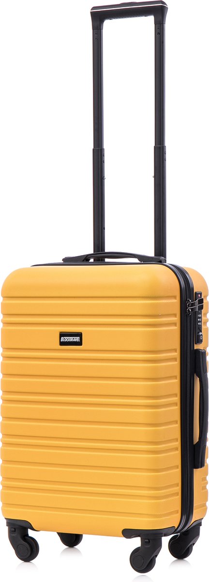 BlockTravel® Handbagage Koffer - Carryon Koffer 39L - Reiskoffer met Wielen - Trolley Handbagage 58cm - Afneembare Wielen - TSA-slot - 4 Spinner Wielen - Geel