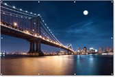 Muurdecoratie New York - Brooklyn Bridge - Maan - 180x120 cm - Tuinposter - Tuindoek - Buitenposter