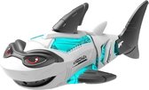 Transparant haai-speelgoed met licht en muziek - elektrische mechanische transmissie met knipperend geluid - cartoon-haai educatief speelgoed（Kleur：Wit）