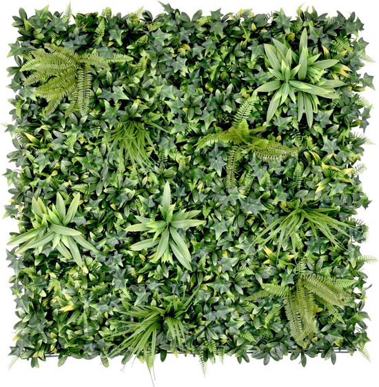Synthetische groene begroeide muur - Pakket van 1m² - DELVIN L 50 cm x H 50 cm x D 5 cm