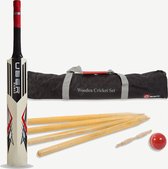 Ubergames - Cricket Set - Complete Set - Inclusief Luxe Draagtas - Maat 5 Senior - Hardhout - Rubberen Bal
