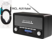 Denver - DAB / DAB+ Radio + Bluetooth - AUX Kabel meegeleverd - AUX Input - Op Batterijen & Netstroom -Retro - FM Radio
