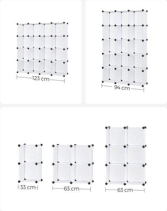 SONGMICS 20 stuks plastic connector Vierkante plastic connector voor DIY boutloos rekkensysteem Schoenrekkast zwart ALPC0B-20V1