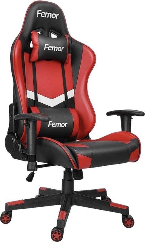 HDJ Femor Gamestoel - Ergonomisch - Gaming stoel - Bureaustoel - Verstelbaar - Comfortabele Zithoogte - Multifunctionele Armleuningen - Gamestoelen - Racing - Gaming Chair - Max Gewicht 200 kg - Zwart/Rood