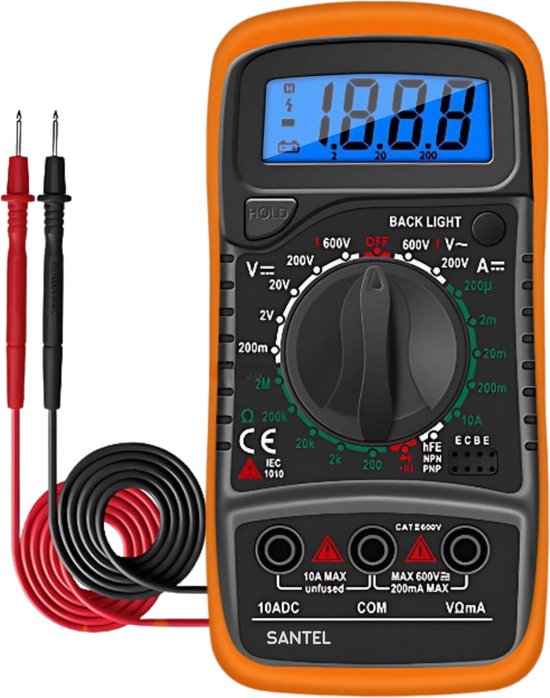 Santel Digitale Multimeter AC / DC meten Gratis 9V Batterij Multi Meter bol