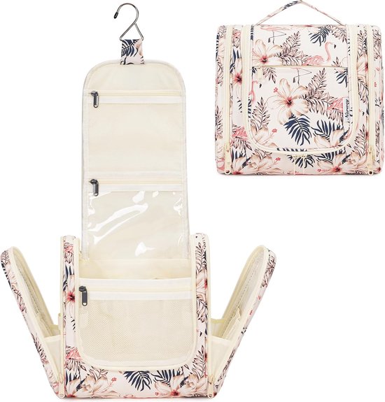STILORD 'Rowan' Vintage Lederen Toilettas met Haak Heren Waszak Dames Leren Make Up Tas Groot Travel Toiletry Bag Cosmetics Ophangbaar voor Reizen, Kleur:zamora - bruin