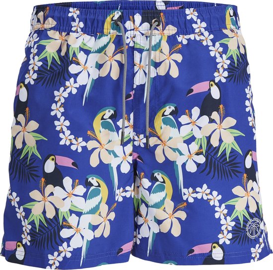 Foto: Jack jones heren zwemshorts jpstfiji aop blauw tropisch paradijs print maat l