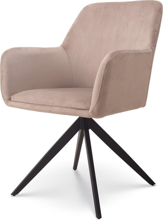 Combi Meubels Eetkamerstoel Lynn velvet donker Beige - kuipstoel - eetkamerstoelen met armleuning -