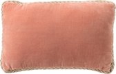 Dutch Decor MANOE - Sierkussen 30x50 cm - effen kleur - met rand van jute - Muted Clay - roze - Inclusief binnenkussen