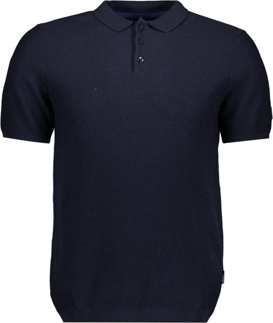 State of Art - Knitted Poloshirt Navy - Modern-fit - Heren Poloshirt Maat L