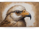 Vogel - Goud canvas schilderij - Schilderijen canvas vogels - Muurdecoratie modern - Schilderijen canvas - Slaapkamer decoratie - 70 x 50 cm 18mm