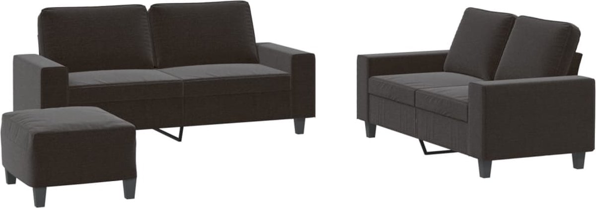 vidaXL - 3-delige - Loungeset - stof - zwart