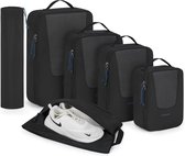 Packing Cubes Rugzak, 6-delige kofferorganizerset, pakkubus rugzak, kledingtassen, uitbreidbare kofferorganizer, reisorganizer voor vakantie en reizen, zwart