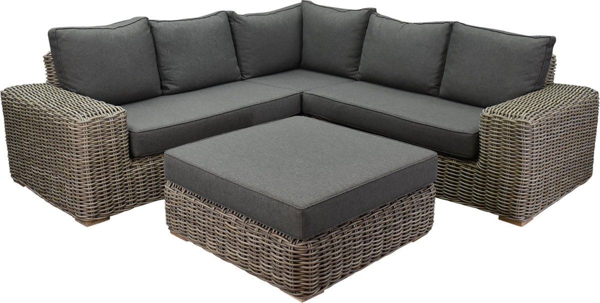 Queen hoek loungeset 4 delig grijs wicker