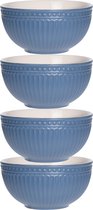 Excellent Houseware Bols à soupe/bols de service - 4x - Style Romain - D14 x H7 cm - bleu nuit