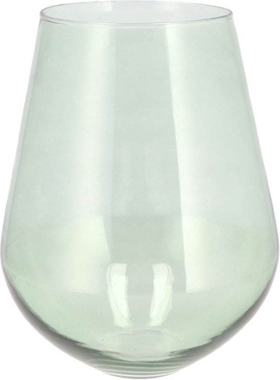 DK Design Bloemenvaas Mira - druppel vorm vaas - groen glas - D22 x H28 cm - boeketvazen