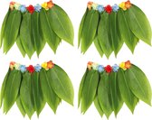 Fiestas Guirca Hawaii verkleed rokje met bladeren - 4x - volwassenen - groen - 38cm - hoela rok