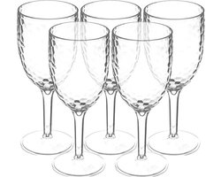 5Five Wijnglazen Estiva - 4x - helder transparant - onbreekbaar kunststof - 350 ml - camping/outdoor