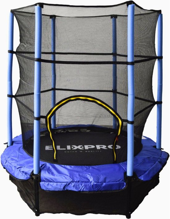 ElixPro Kinder Trampoline - Met veiligheidsnet - Trampoline 140 cm - Blauw