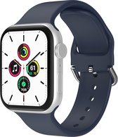 Bandje geschikt voor Apple Watch 38/40MM - Geschikt voor Series 1/2/3/4/5/6/7/8/9/SE - Maat L - Horlogebandje - Siliconen - Donkerblauw