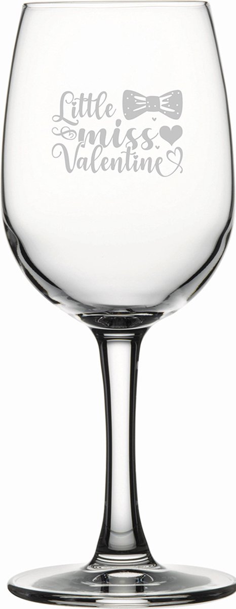 Gegraveerde witte wijnglas 26cl Little miss valentine - valentijnsdag - valentijn