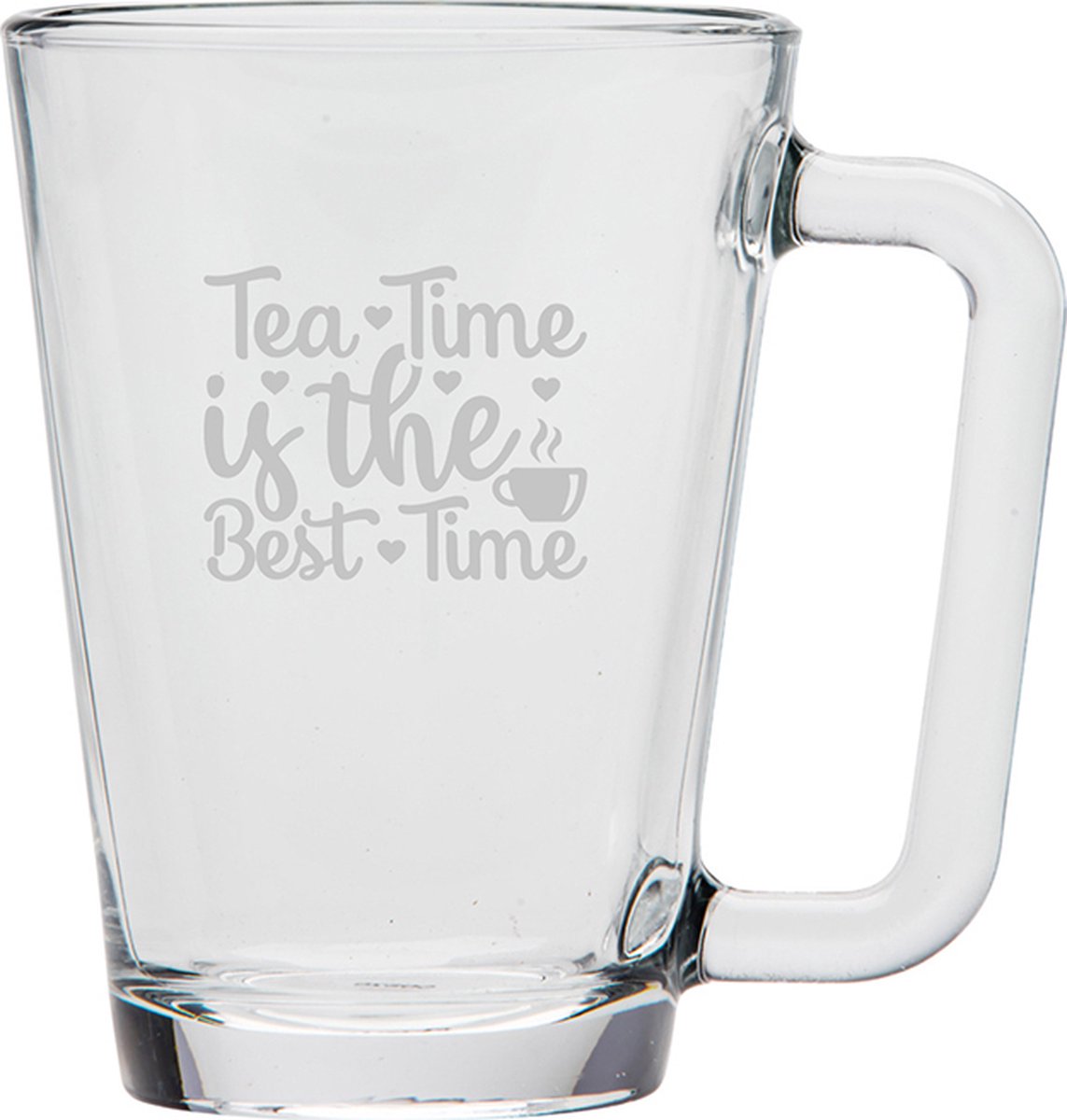 Gegraveerde Theeglas 26cl Tea time is the best time
