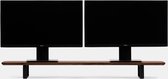Oakywood Desk Shelf - Massief Walnoot / Zwart - Echt Hout Dual Monitor Standaard Beeldschermverhoger Clean Desk Ergonomisch Stijlvol