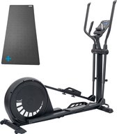 Skandika Carbon P20-R Crosstrainer SET – Crosstrainer - Crosstrainer (168.8l x 84b x 171.8h cm) + Mat (90 x 200 cm) - Elliptische trainer voor thuisgebruik, 23 programma's, app-compatibel, tot 135 kg, 16 weerstandsniveaus - Duurtraining - zwart