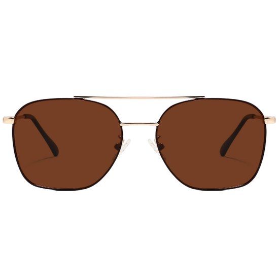 Fako Sunglasses® - Zonnebril Vierkant - Polariserend - Polarized Zonnebril - Heren Zonnebril - Dames Zonnebril - Model Tom - Goud - Bruin van Fako Sunglasses® — afbeelding 3