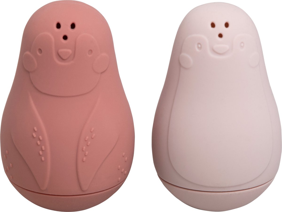 Goedkoopste Baby's Only Spuitfiguur pinguïns - Baby badspeelgoed - Stone Red/Oud Roze - Siliconen speelgoed - Baby cadeau