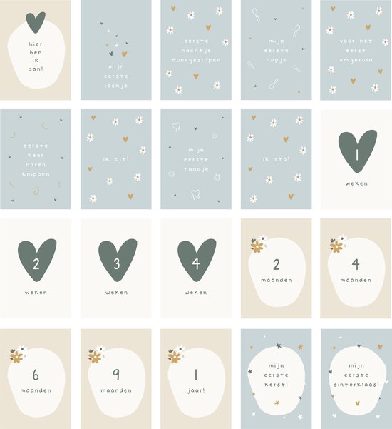 20x hippe baby mijlpaalkaartjes (A6 formaat) - milestone baby cards - cadeau zwangerschap - kado zwangerschap - babyshower cadeau - hoera zwanger - zwangerschapsverlof - kraamcadeaus - mijlpaalkaarten baby - baby kado - baby cadeau